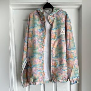 RARE ADIDAS x PALACE Hooded Bomber Jacket Pastel Tie-dye Pattern